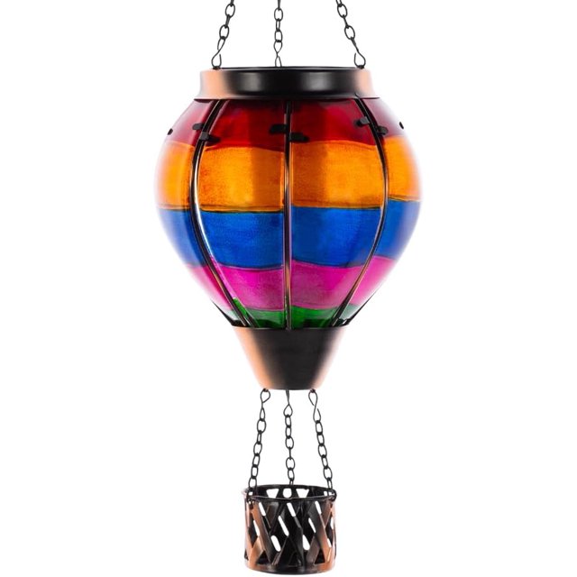 Unique Hot Air Balloon Solar Lantern with Flickering Flame, Handmade