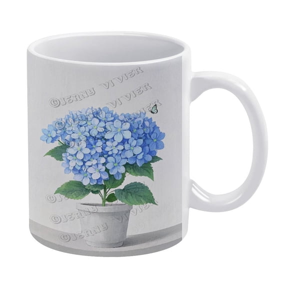 Unique Hydrangea Flower Mug - 11 Oz Coffee Cup, Ideal Gift for Plant Lovers