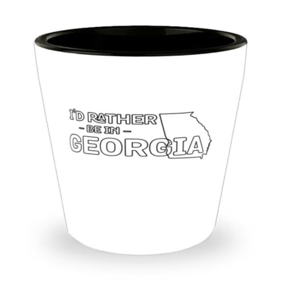 Unique 'I'd Rather Be In Georgia' Travel Shot Glass, Miniature Glassware Souvenir, Perfect US State Gift, 1.5oz White Cup for