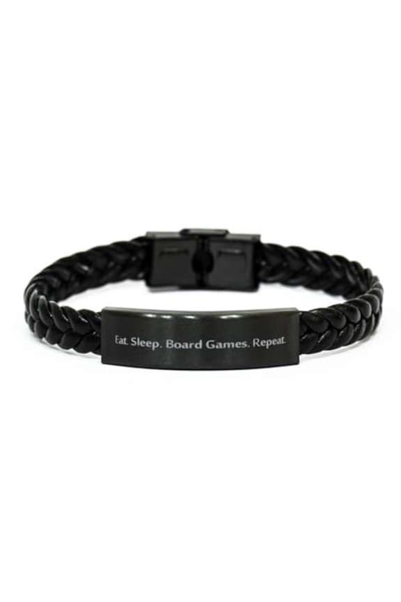 Unique Idea Board Games Gifts, Eat. Sleep. Board Games. Repeat, Beautiful Braided Leather Bracelet For Friends From Friends, Men, Women, Couple, His and hers, Anniversary, Men, Women, Couple, His and
