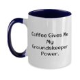 thumbnail image 1 of Unique Idea Groundskeeper Two Tone 11oz Mug, Coffee Gives Me My Groundskeeper Power, Present For Friends, Joke From Colleagues, 1 of 2