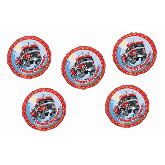Unique Industries 21461 Fast Fire Engine Birthday Foil Balloon Packaged Pack of 5