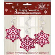 Unique Industries 26" Hanging Sparkle Christmas Tree Decorations, Snowflake, Silver, 3-Count