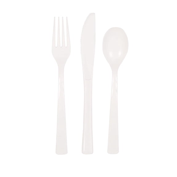 Unique Industries 39482 NEW White Plastic Silverware Set for 6 Guests (18 Pieces)