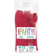 Unique Industries 39484 NEW Ruby Red Plastic Silverware Set for 6 Guests 18 Pieces