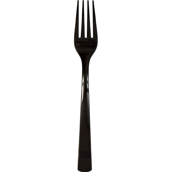 Unique Industries 39498 Midnight Black Solid Plastic Forks, 18 Count