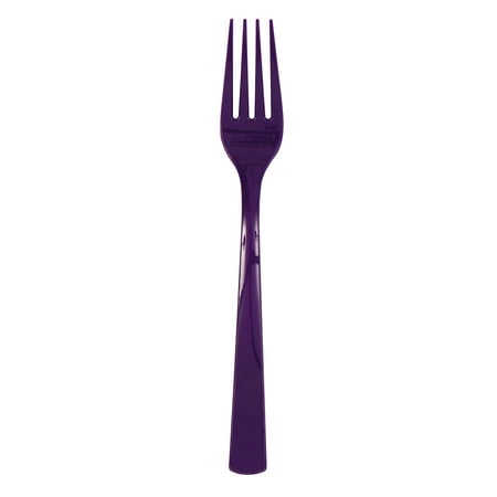 Unique Industries 39504 Deep Purple Solid Plastic Forks, 18 Count