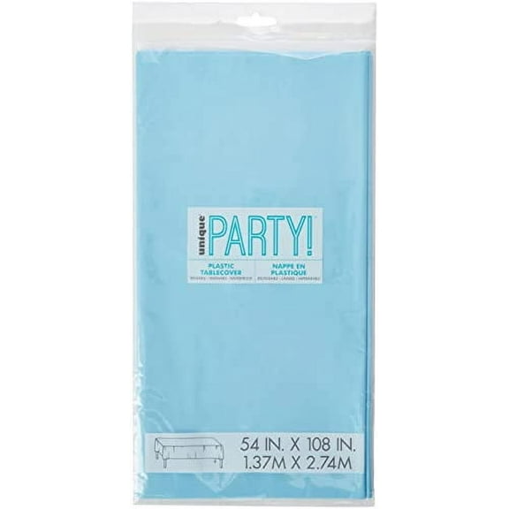 Unique Industries 50393 Powder Blue Plastic Tablecloth, 108" x 54"