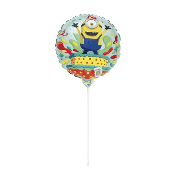 Unique Industries 9" Foil Minions Balloon with Stick, Multicolor
