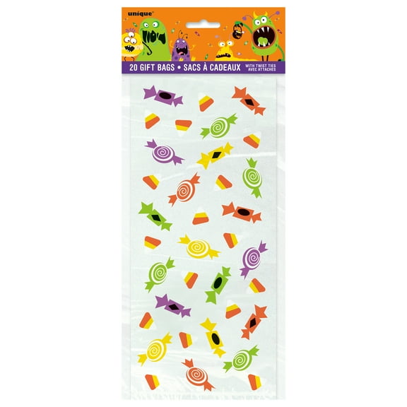 Unique Industries Assorted Colors Halloween Party Bags, 20 Count