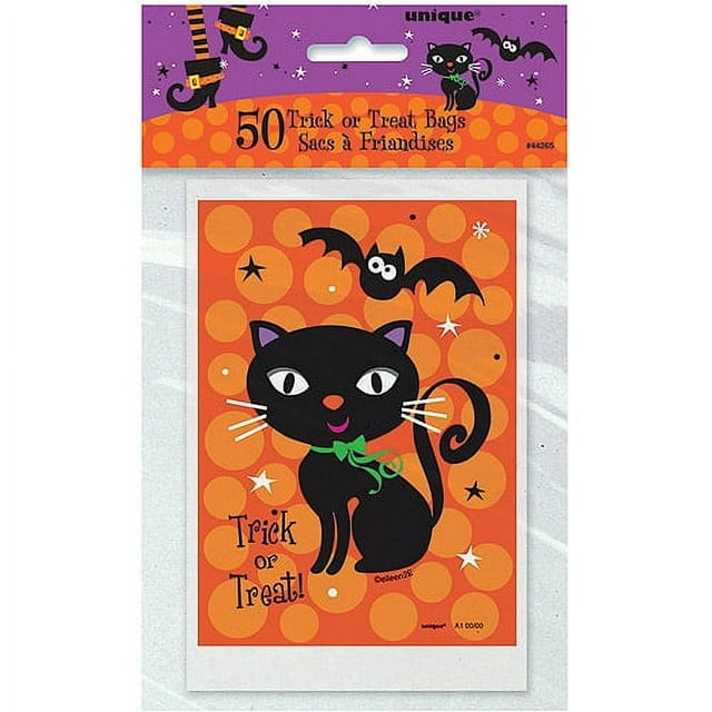 Unique Industries Assorted Colors Halloween Party Bags, 50 Count