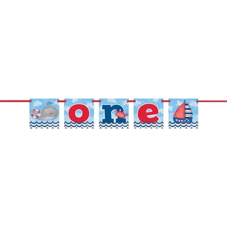 Unique Industries Assorted Colors Nautical Birthday Party Banner, 48" x 6"