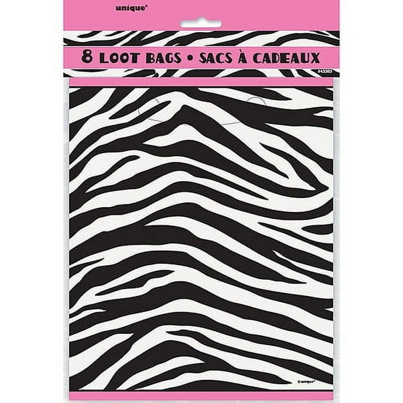 Unique Industries Assorted Colors Striped Birthday Party Bags, 8 Count