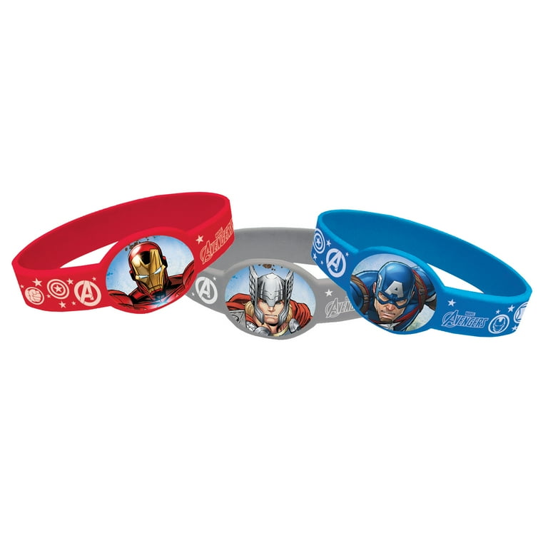 12 silicone bracelets for children with a superhero theme