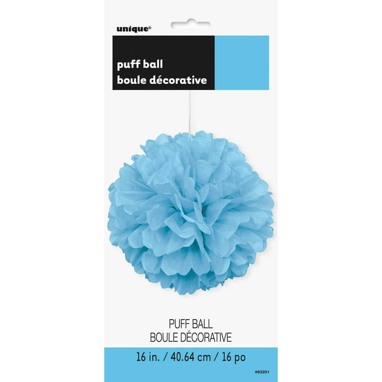 16 Powder Blue Tissue Pom Poms