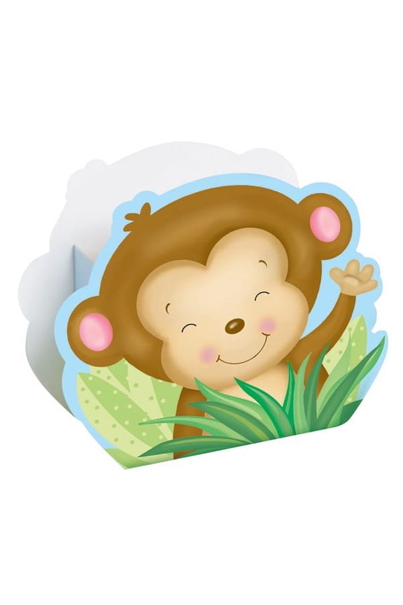Blue Monkey Baby Shower Favor Boxes, 8-Count