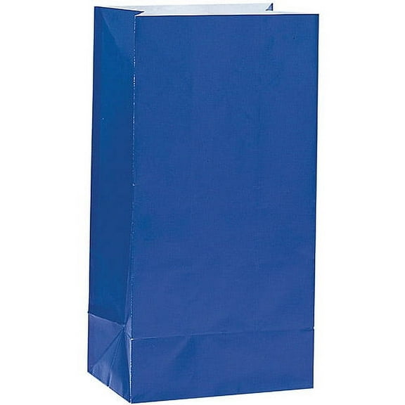 Unique Industries Blue Solid Print Party Bags, 12 Count