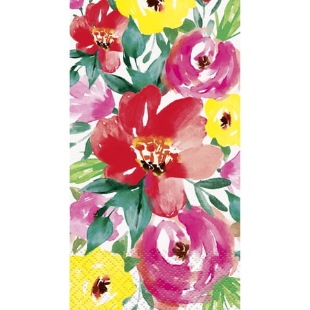 Unique Industries Brushed Floral Paper Guest Napkins, 7.75 Inch x 4.5 Inch, 24 Count