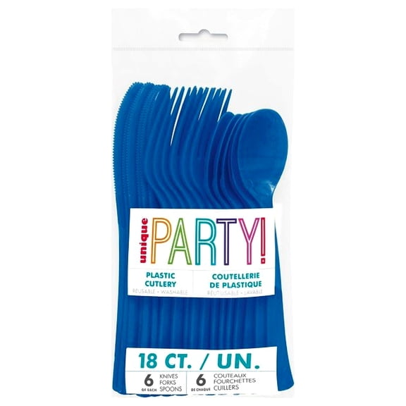 Unique Industries Disposable Party Supply Sets, Blue, 18 Count