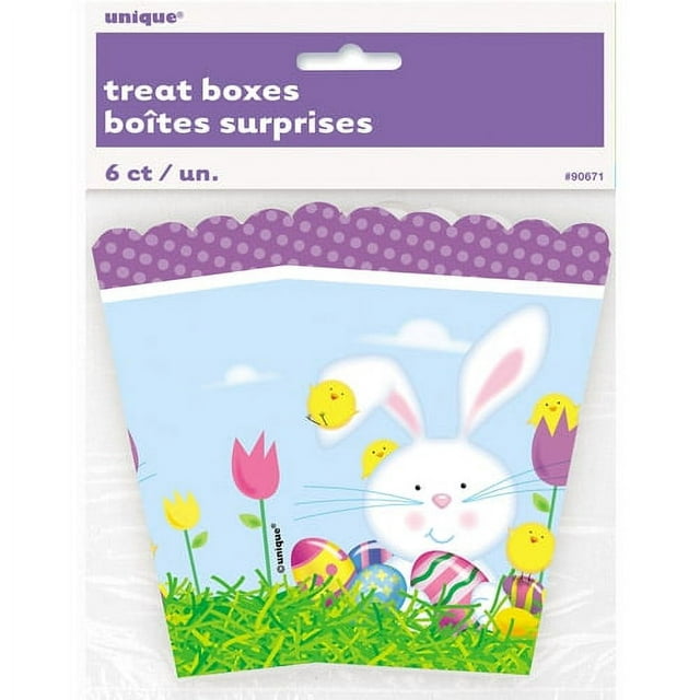 Unique Industries Easter Assorted Colors Paper Gift Boxes, (6 Count) 5.5" x 3.75"
