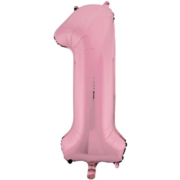 Unique Industries Foil Big Number 1 Shaped 34" Pink Solid Print Balloon