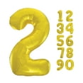 thumbnail image 1 of Unique Industries Foil Big Number 2 Shaped 34" Gold Solid Print Anniversary Balloon, 1 of 4