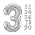 thumbnail image 1 of Unique Industries Foil Big Number 3 Shaped 34" Silver Solid Print Party Balloon, 1 of 4