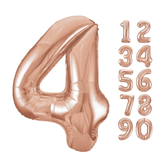 Unique Industries Foil Big Number 4 Shaped 34.0" Bronze Solid Print Party Balloon
