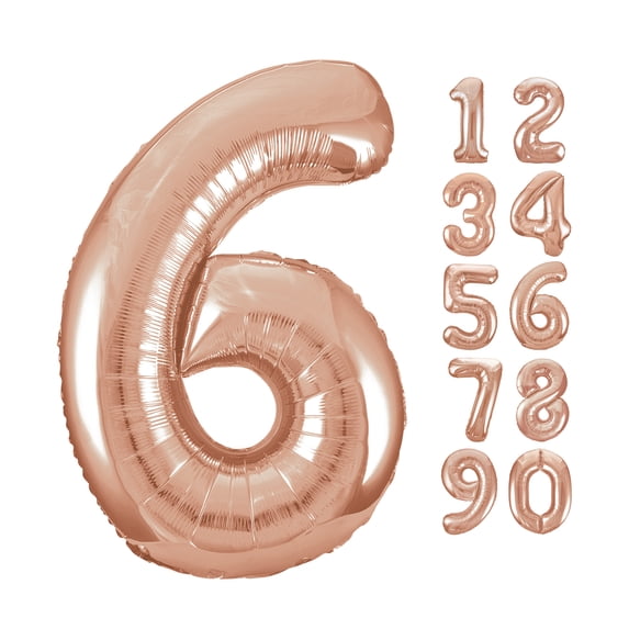 Unique Industries Foil Big Number 6 Shaped 34.0" Bronze Solid Print Birthday Balloon