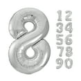 thumbnail image 1 of Unique Industries Foil Big Number 8 Shaped 34" Silver Solid Print Party Balloon, 1 of 4