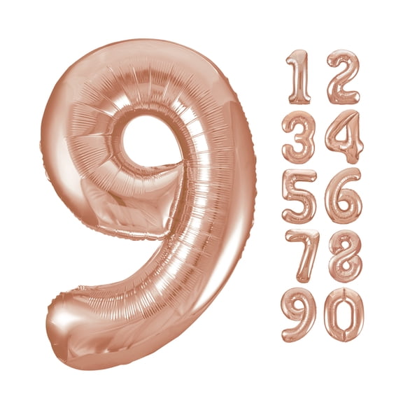 Unique Industries Foil Big Number 9 Shaped 34.0" Bronze Solid Print Party Balloon