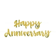 Unique Industries Gold Solid Print Anniversary Party Banners, 2 Count