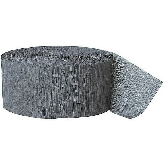 Unique Industries Gray Solid Print Party Streamers, 1.75"x 81'
