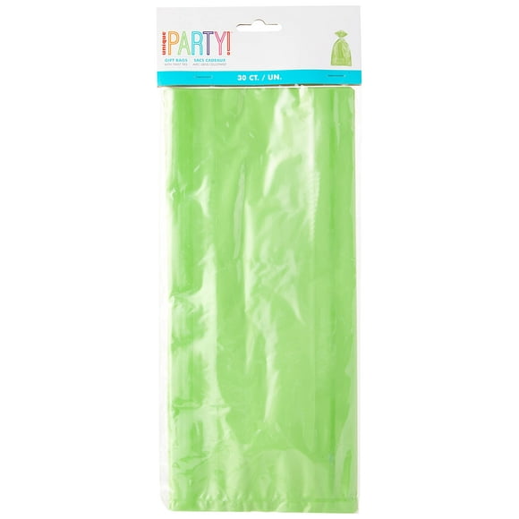 Unique Industries Green Solid Print Birthday Party Bags, 30 Count