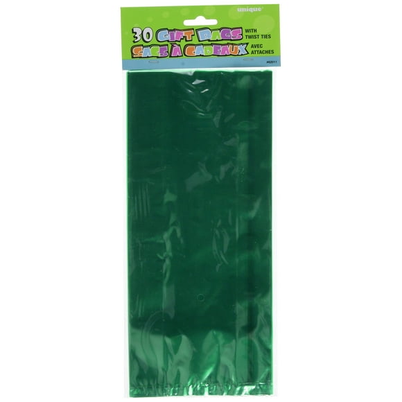 Unique Industries Green Solid Print Party Bags, 30 Count