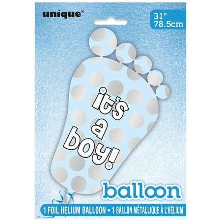 Unique Industries "It's a Boy" Giant Foil Footprint 31" Multi-color Baby Shower Balloon