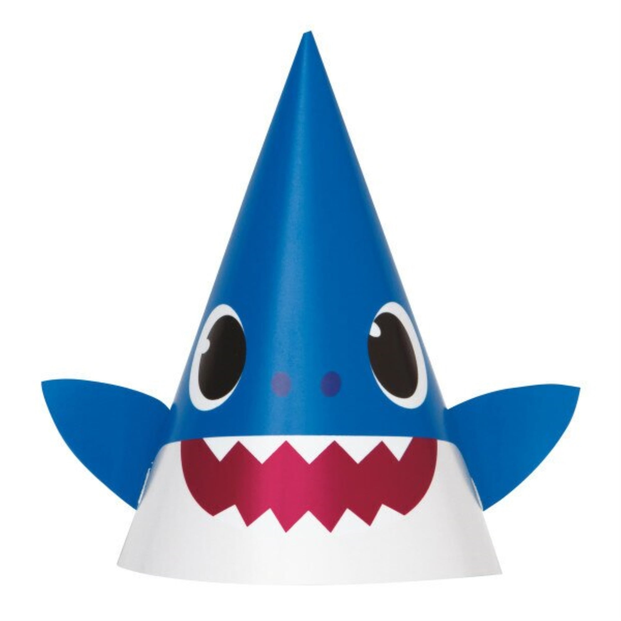 Unique Industries Kid's Baby Shark Party Hats, Plastic, Multicolor, 8 Count