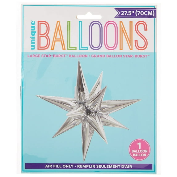 Unique Industries Large Foil 12 Point Star 27" Silver Party Balloon