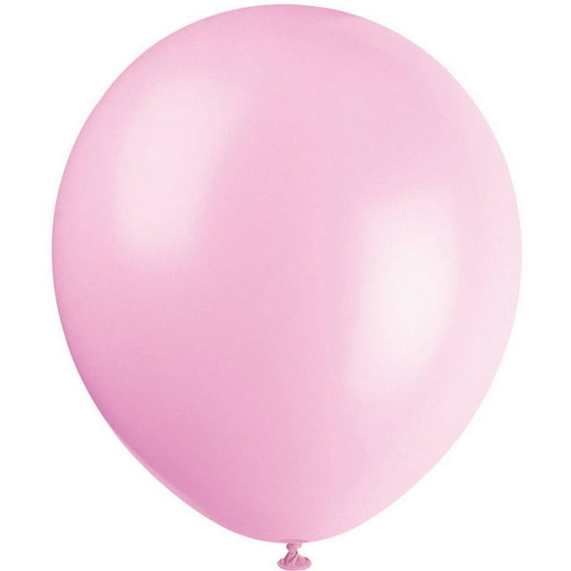 Unique Industries Latex 12" Pink Solid Print Birthday Balloons, 10 Count