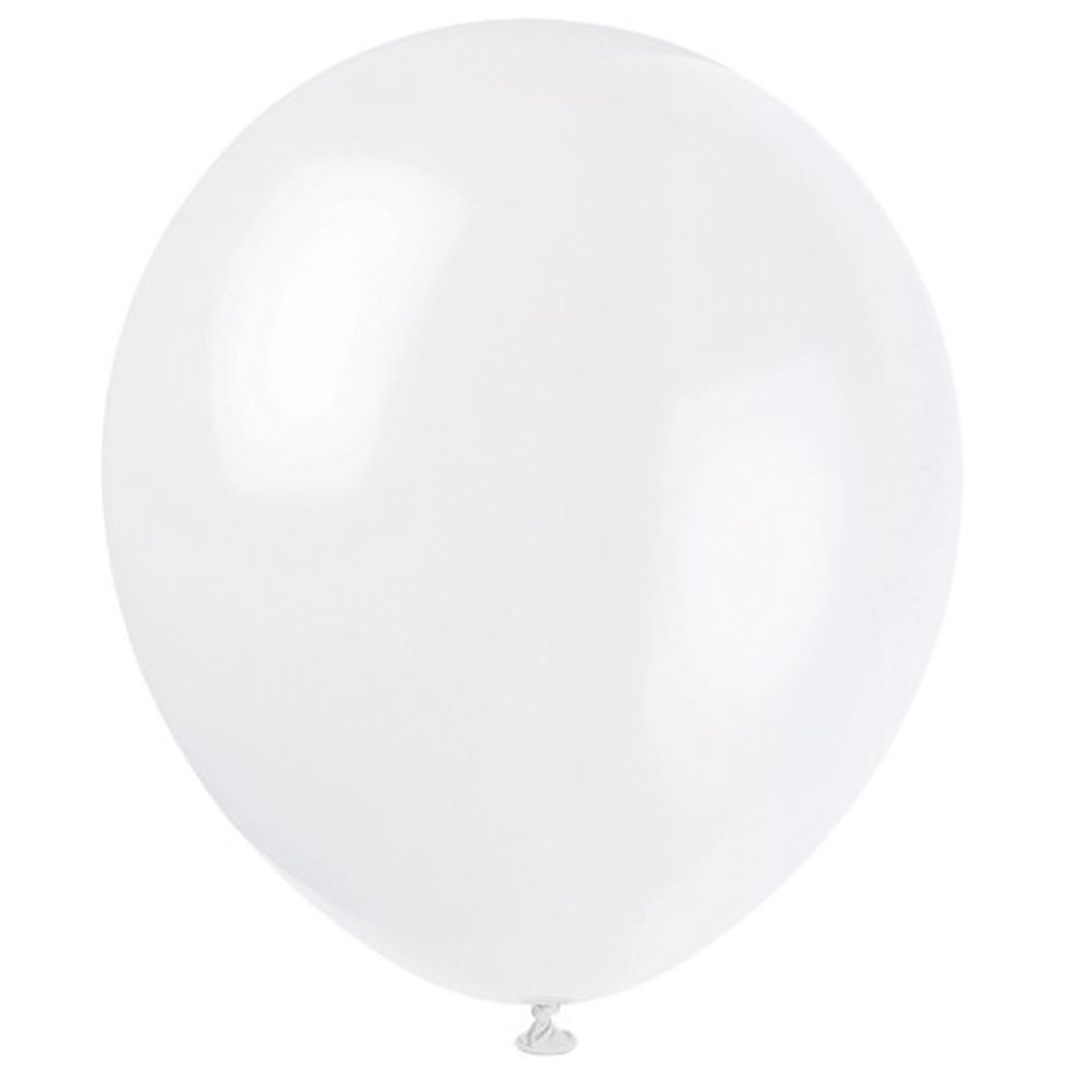 Unique Industries Latex 12" White Solid Print Birthday Balloons, 10 Count - image 1 of 2