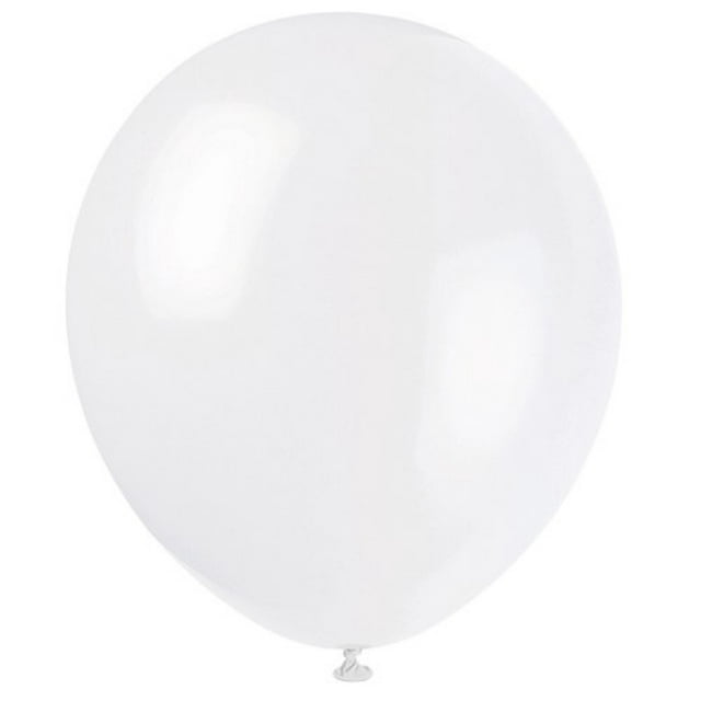 Unique Industries Latex 12" White Solid Print Birthday Balloons, 10 Count