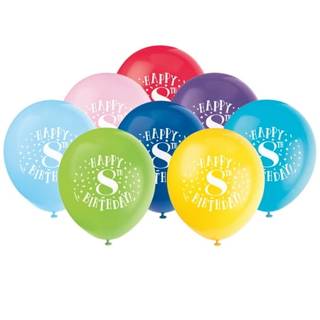 Unique Industries Latex 16" Multi-color Graphic Prints Happy 8th Birthday Balloons, 8 Count price history and forecast - Unique Industries 54938