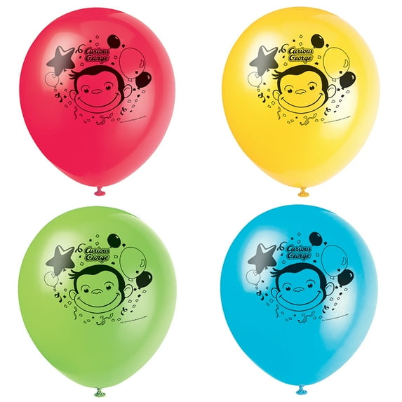 Unique Industries Latex Curious George 16.00" Birthday Balloons, 8 Count