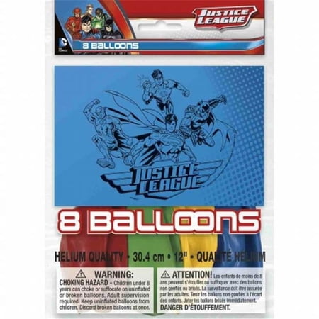 Unique Industries Latex Justice League Superman 12.0" Party Balloons, 8 Count