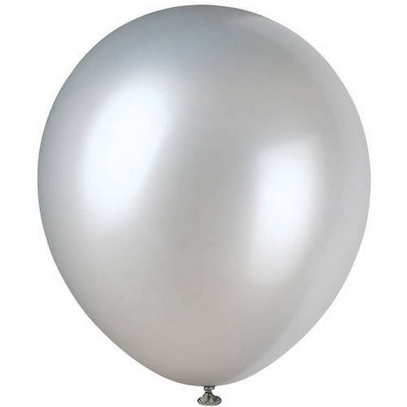 Unique Industries Latex Pearlized 16.0" Silver Solid Print Party Balloons, 72 Count