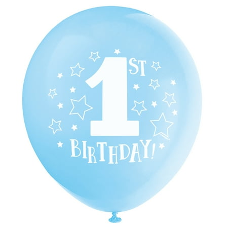 Unique Industries Latex Stars 16" Light Blue Star Birthday Balloons, 8 Count