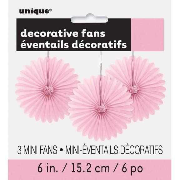 Unique Industries Light Pink Birthday 6" Flower Shaped Tissue Paper Hanging Pom Poms, 3 Count