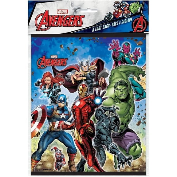 Unique Industries Marvel Avengers Loot Bags for Birthday Parties, 8 Count