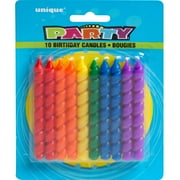 Unique Industries Multi-color Rainbow Spiral Birthday Candles, (3") 10 Pieces