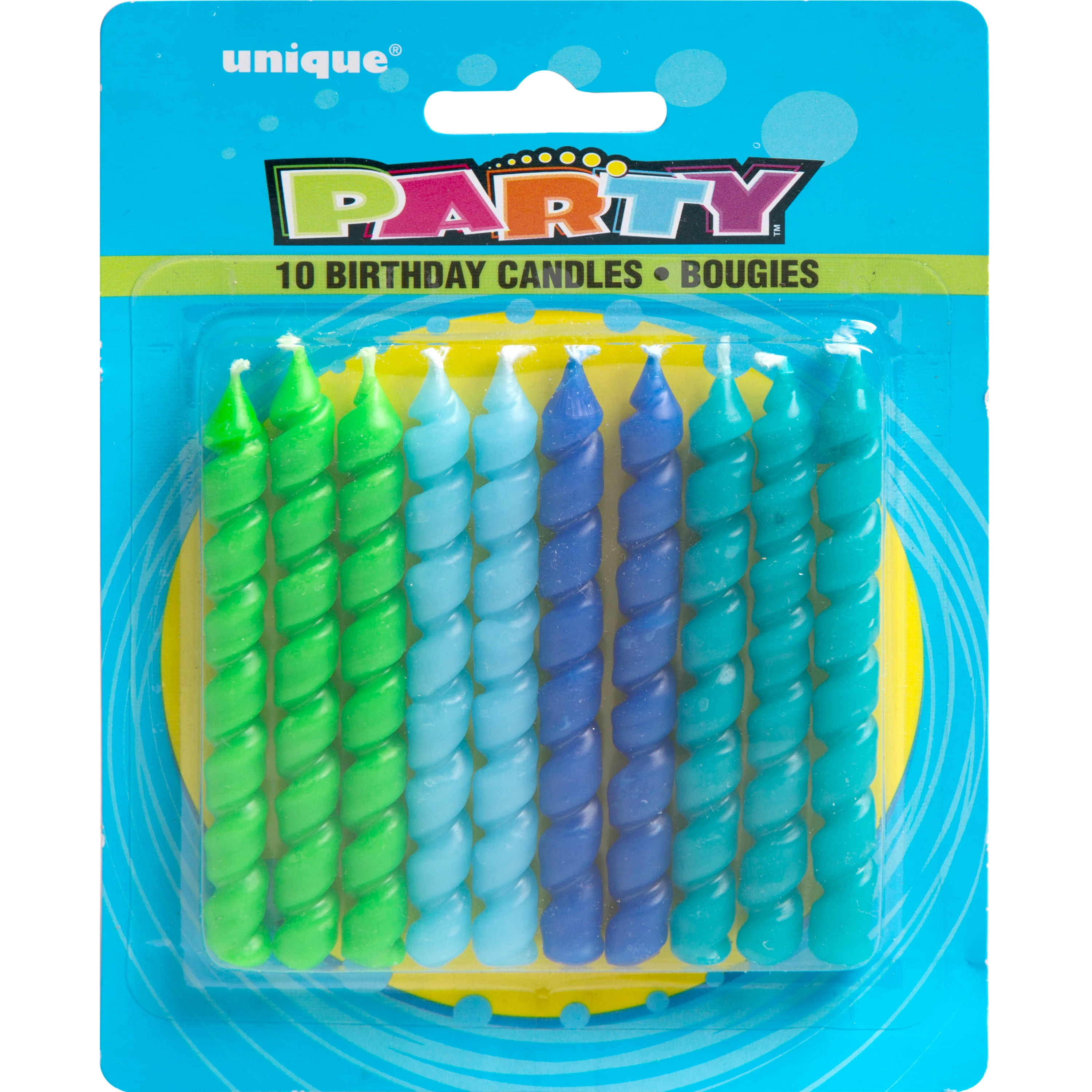 Unique Industries Multi-color Striped Spiral Birthday Candles, (3") 10 Pieces